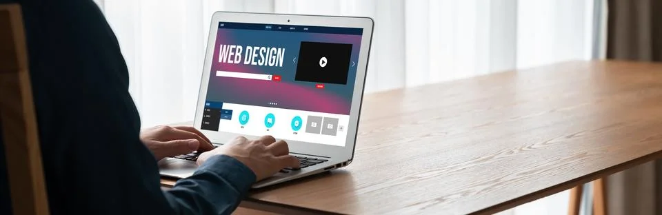 Website design software provide modish template for online retail business Stock Photos
