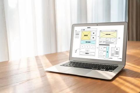 Website design software provide modish template for online retail business 库存照片