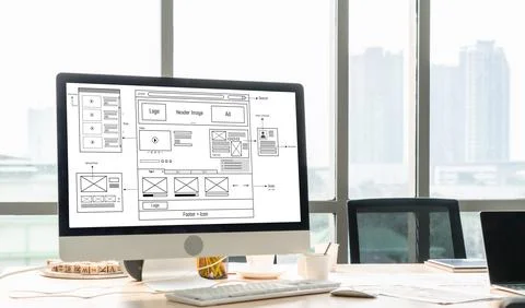 Website design software provide modish template for online retail business 库存照片