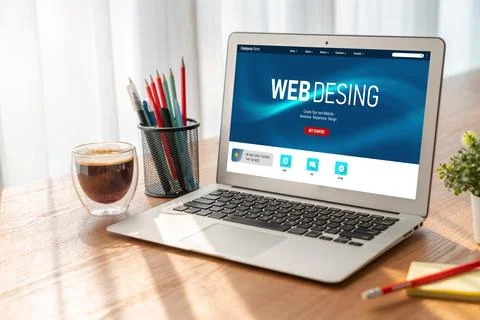 Website design software provide modish template for online retail business 库存照片