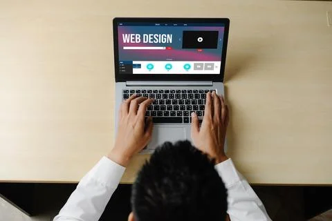 Website design software provide modish template for online retail business Stock Photos