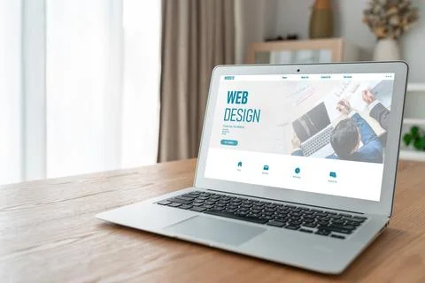 Website design software provide modish template for online retail business Stock Photos