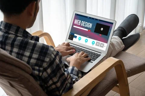 Website design software provide modish template for online retail business Stock Photos