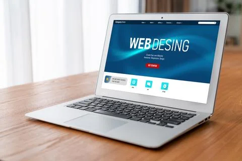 Website design software provide modish template for online retail business Stock Photos