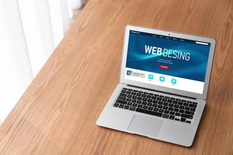 Website design software provide modish template for online retail business Foto stock