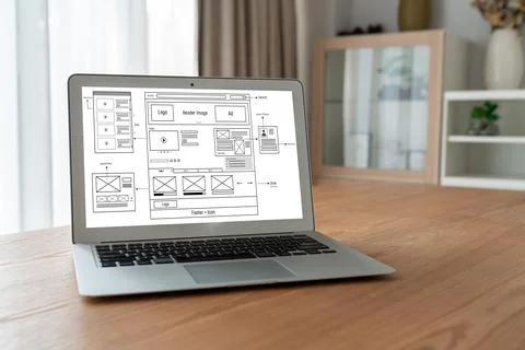 Website design software provide modish template for online retail business Stock Photos
