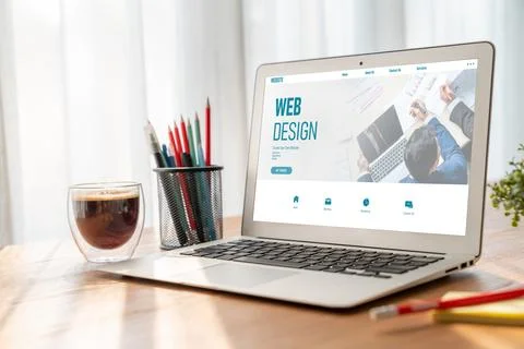 Website design software provide modish template for online retail business 库存照片