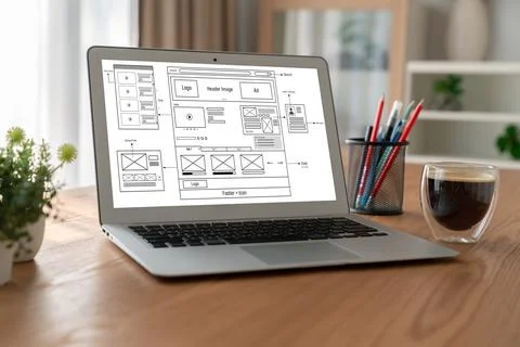Website design software provide modish template for online retail business 库存照片