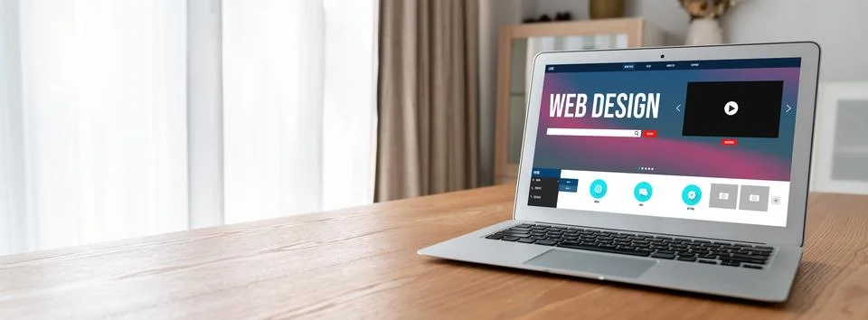 Website design software provide modish template for online retail business Stock Photos