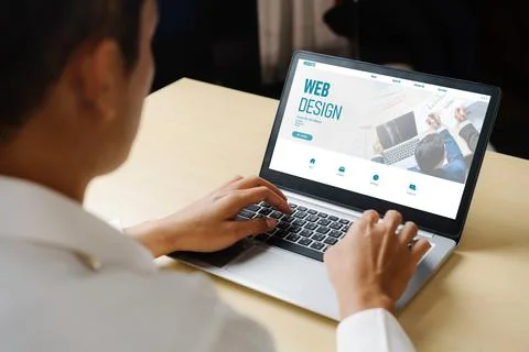 Website design software provide modish template for online retail business Stock Photos