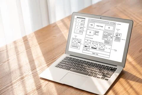 Website design software provide modish template for online retail business Fotos Stock