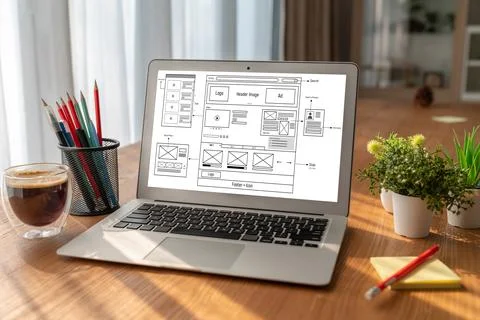 Website design software provide modish template for online retail business 库存照片