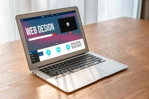 Website design software provide modish template for online retail business Stock Photos