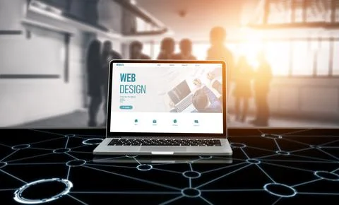 Website design software provide modish template for online retail business Stock Photos