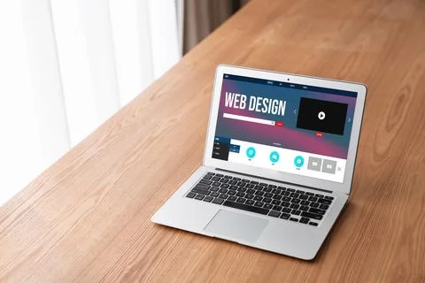 Website design software provide modish template for online retail business Stock Photos