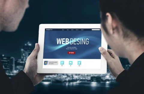 Website design software provide modish template for online retail business 库存照片