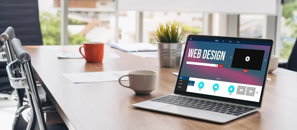 Website design software provide modish template for online retail business 库存照片