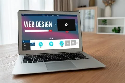 Website design software provide modish template for online retail business Stock Photos