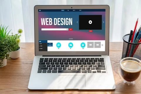 Website design software provide modish template for online retail business Stock Photos