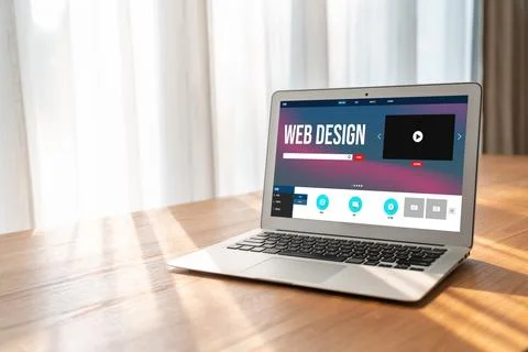 Website design software provide modish template for online retail business Stock Photos