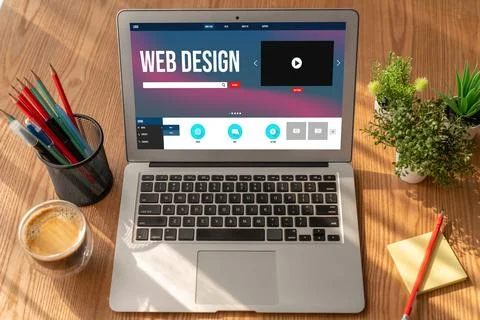 Website design software provide modish template for online retail business Stockfoto's