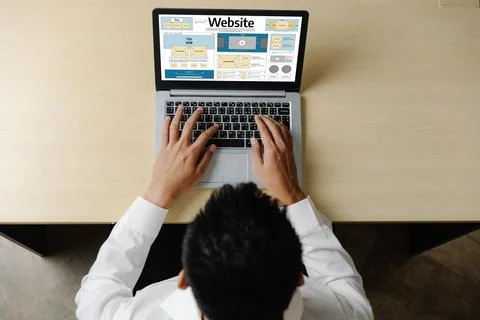 Website design software provide snugly template for online retail business 스톡 사진