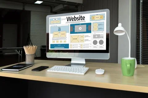 Website design software provide snugly template for online retail business 库存照片