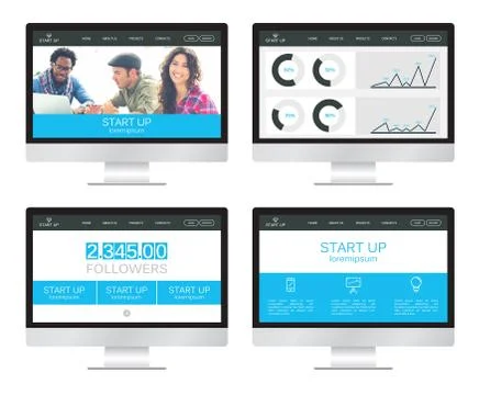 Website design on tablet screen vector Stock Illustration