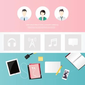 Website design template. All in one set for website design that includes one  Stock Illustration