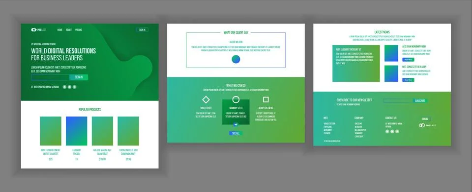 Website Design Template . Business Interface. Landing Web Page. Professional Stock Illustration