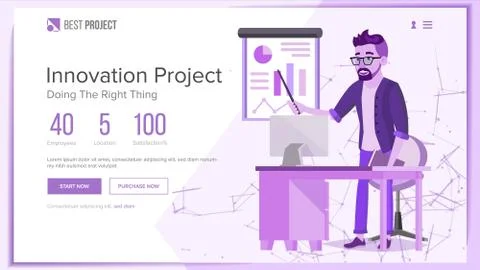 Website Design Template . Business Technology. Modern Online Servises. Cartoon Ilustración de archivo