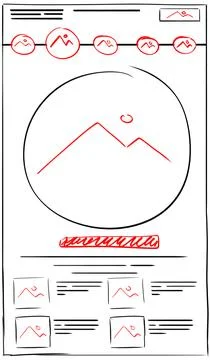 Website design template, interface development. Wireframe with different el.. Stock Photos