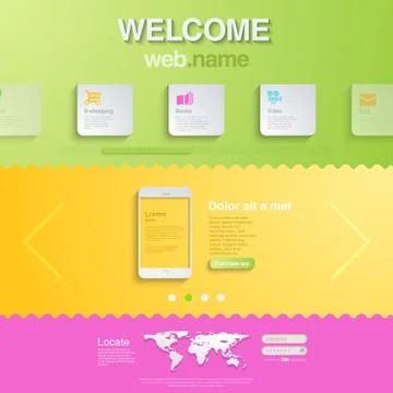Website design template for mobile devices. html5 style. Stock Illustration