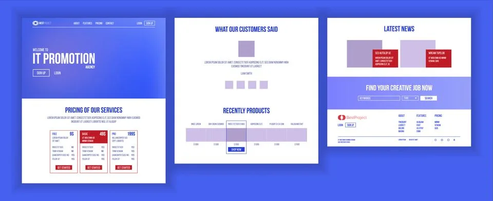 Website Design Template Vector. Business Technology. Landing Web Page. Modern Illustrazione stock