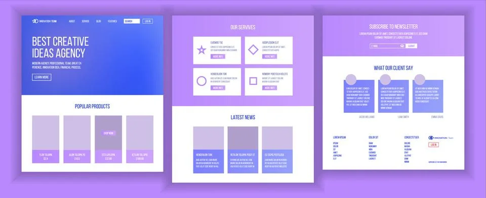 Website Design Template Vector. Business Landing. Web Page. IT Technology Stockillustratie
