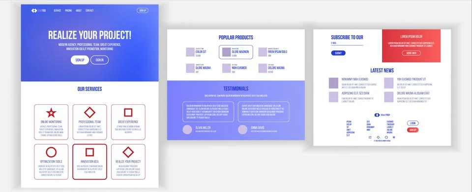Website Design Template Vector. Business Interface. Landing Web Page Stock Illustration