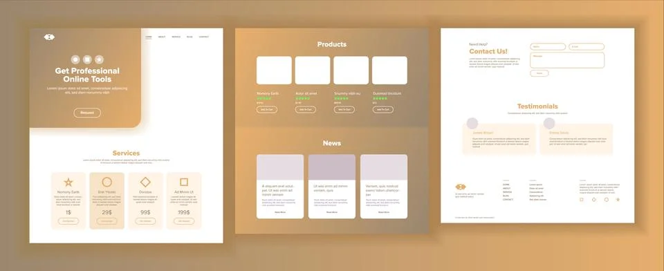 Website Design Template Vector. Business Technology. Landing Web Page. Modern Illustrazione stock