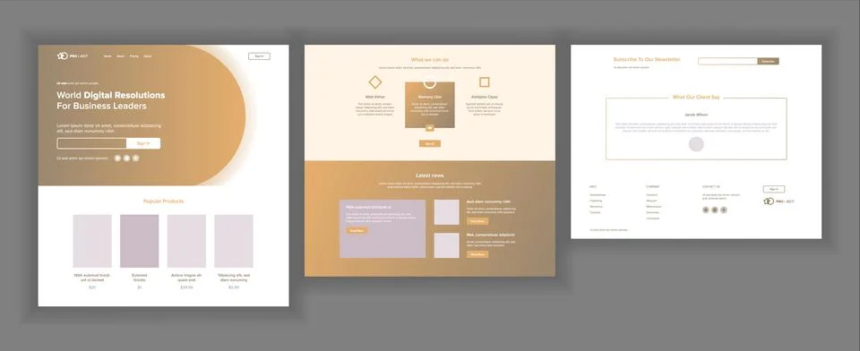 Website Design Template Vector. Business Interface. Landing Web Page Stock Illustration