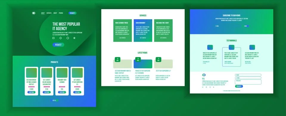Website Design Template Vector. Business Background. Landing Web Page. Financial Stock Illustration