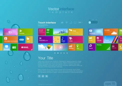 Website design template vector. tablet pc interface. big touch pad buttons. Stock Illustration