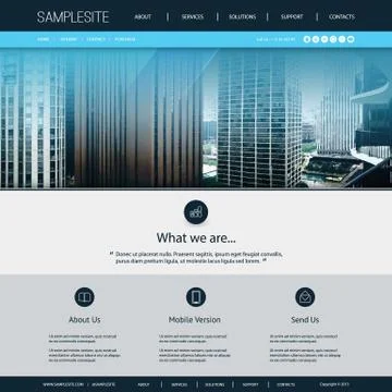 Website Design Template for Your Business with Traced City Skyline Image Ilustración de archivo