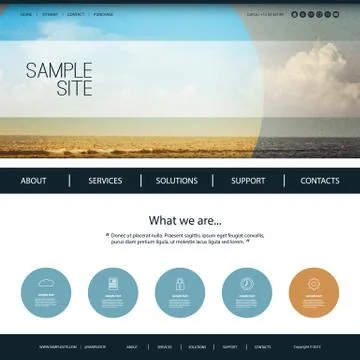 Website Design Template for Your Business with Beach Image Background Stock Illustration