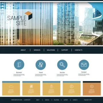 Website Design Template for Your Business with Traced City Skyline Image  Ilustración de archivo