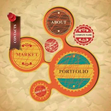 Website design in vintage style Stock Illustration