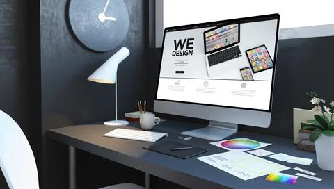 Website design workspace Stock Illustration