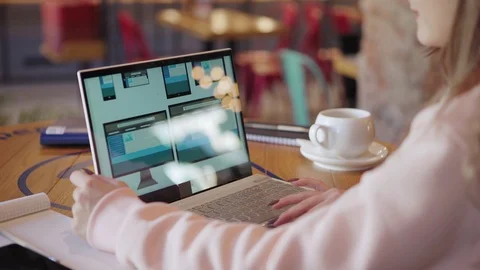 Website designer creating application design Stock Footage 107425296