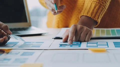 Website designer Creative planning application development draft sketch dra.. Video stock 241087397