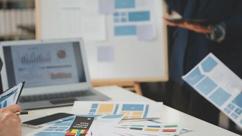 Website designer Creative planning application development draft sketch dra.. Stock Footage 254970752