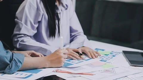 Website designer, Creative planning phone app development template layout f.. Stock Footage 304846871