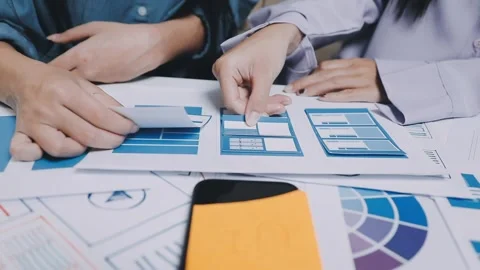 Website designer, Creative planning phone app development template layout f.. Stock Footage 304846882